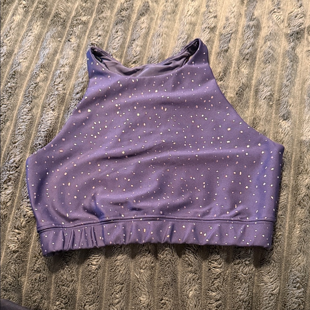 Peloton Purple Metallic Dot Racerback Sports Bra